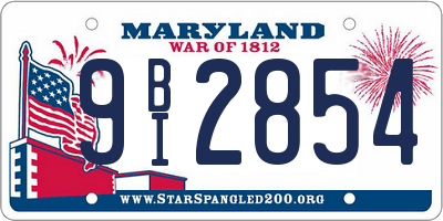 MD license plate 9BI2854