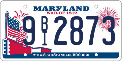 MD license plate 9BI2873