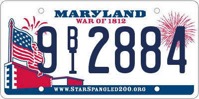 MD license plate 9BI2884
