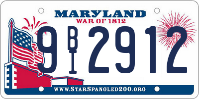 MD license plate 9BI2912