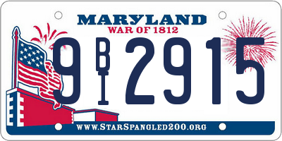 MD license plate 9BI2915