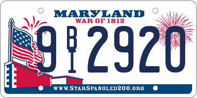 MD license plate 9BI2920