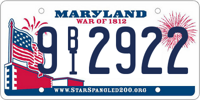 MD license plate 9BI2922