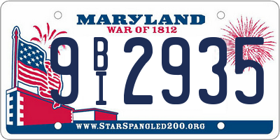 MD license plate 9BI2935