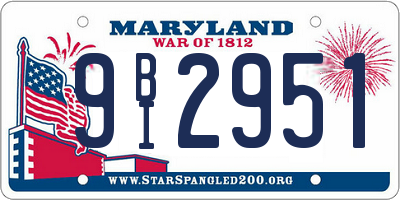 MD license plate 9BI2951