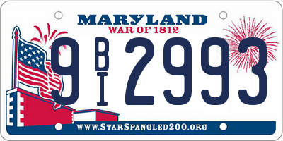 MD license plate 9BI2993