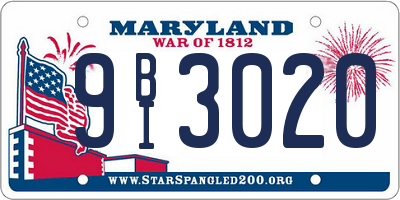 MD license plate 9BI3020