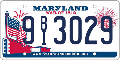 MD license plate 9BI3029