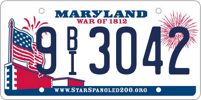 MD license plate 9BI3042