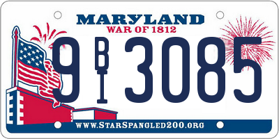 MD license plate 9BI3085