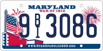 MD license plate 9BI3086