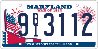 MD license plate 9BI3112