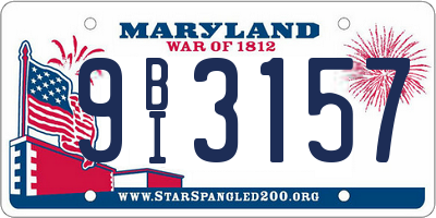 MD license plate 9BI3157