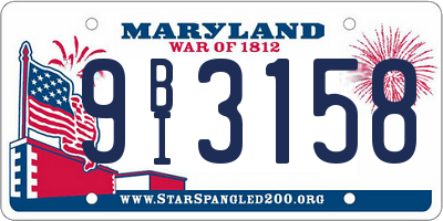 MD license plate 9BI3158