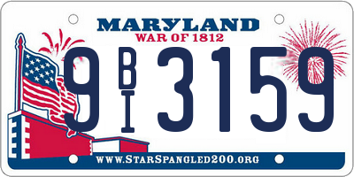 MD license plate 9BI3159