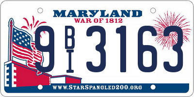 MD license plate 9BI3163