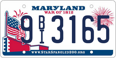 MD license plate 9BI3165