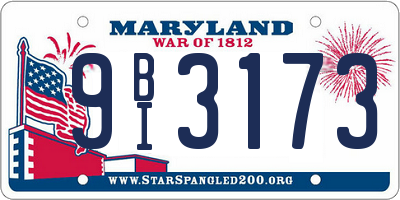 MD license plate 9BI3173