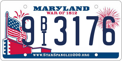 MD license plate 9BI3176