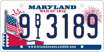 MD license plate 9BI3189