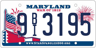 MD license plate 9BI3195