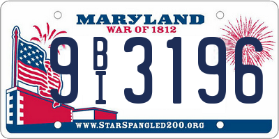 MD license plate 9BI3196