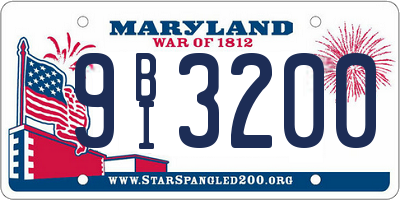 MD license plate 9BI3200