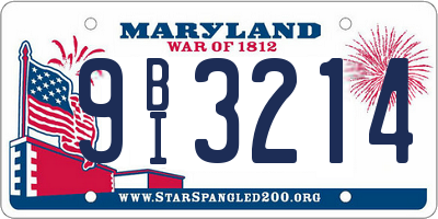 MD license plate 9BI3214