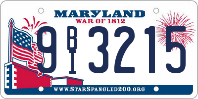 MD license plate 9BI3215