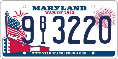 MD license plate 9BI3220