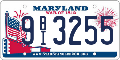 MD license plate 9BI3255