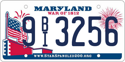 MD license plate 9BI3256
