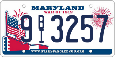 MD license plate 9BI3257