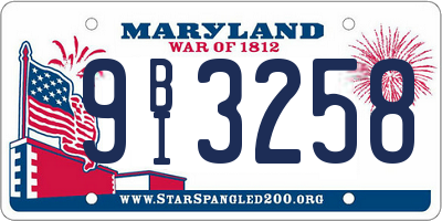 MD license plate 9BI3258