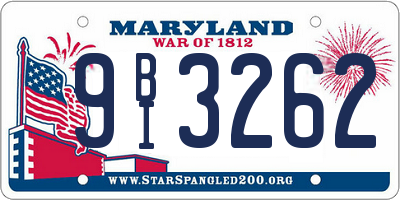 MD license plate 9BI3262