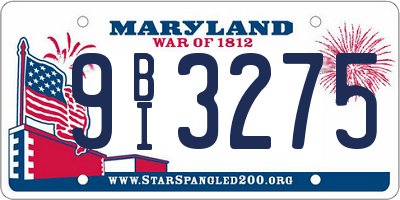 MD license plate 9BI3275