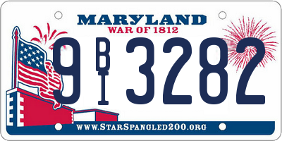 MD license plate 9BI3282
