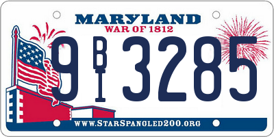 MD license plate 9BI3285