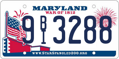 MD license plate 9BI3288