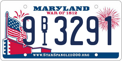 MD license plate 9BI3291