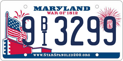 MD license plate 9BI3299