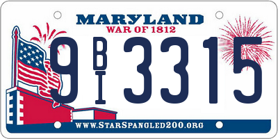 MD license plate 9BI3315