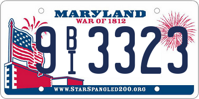 MD license plate 9BI3323