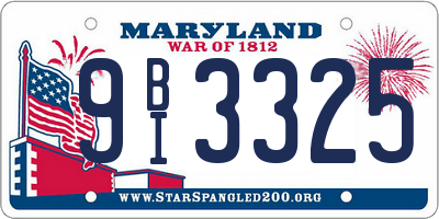 MD license plate 9BI3325