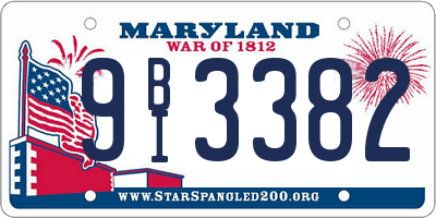 MD license plate 9BI3382