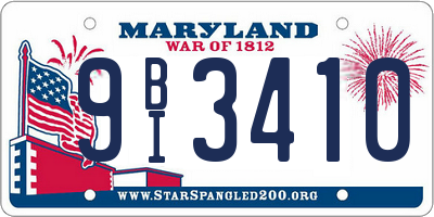 MD license plate 9BI3410