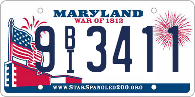 MD license plate 9BI3411