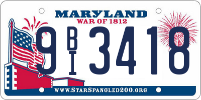 MD license plate 9BI3418