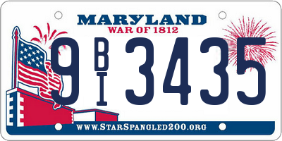 MD license plate 9BI3435