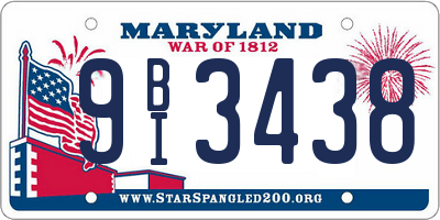 MD license plate 9BI3438